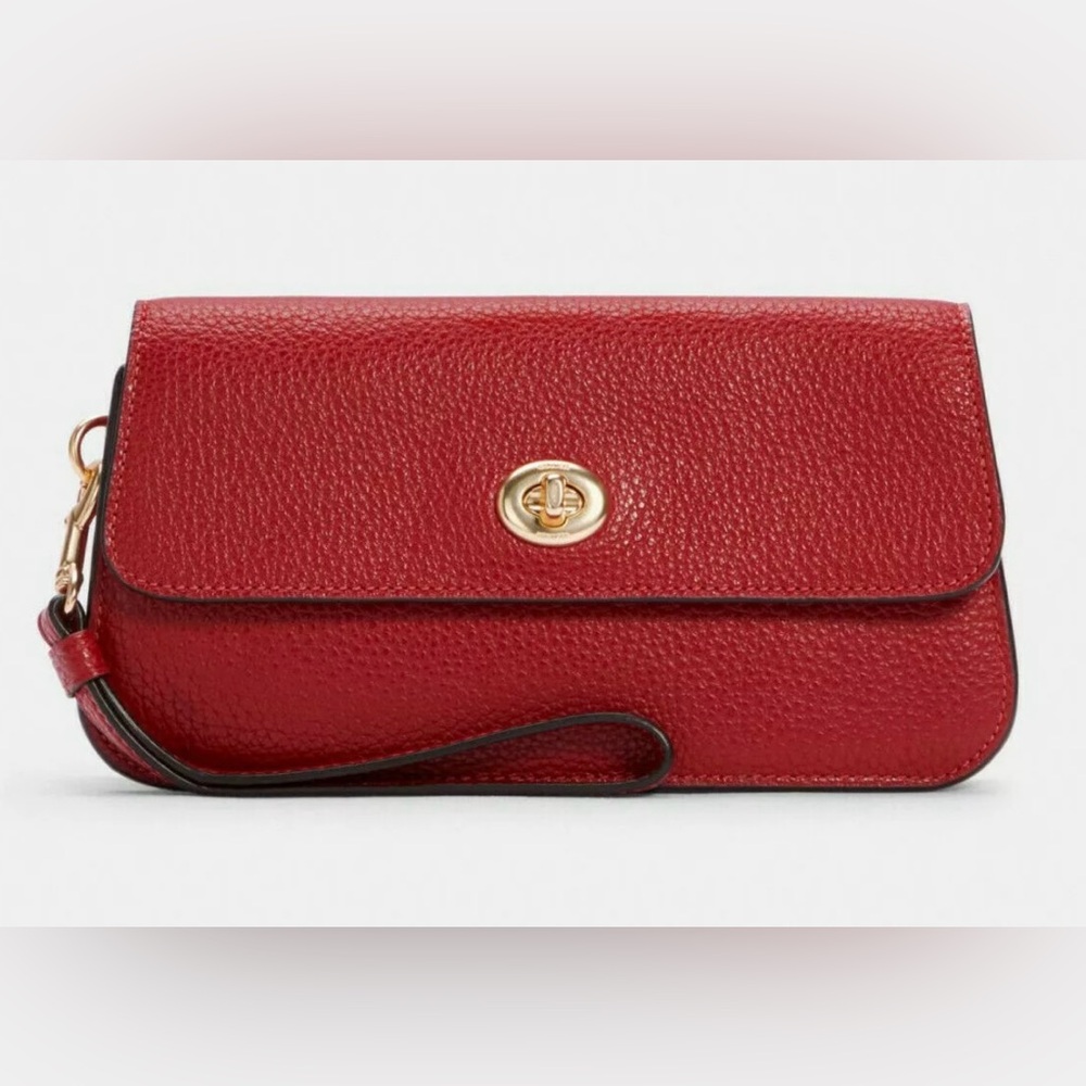 Coach  Wristlet Leather Turnlock Clutch